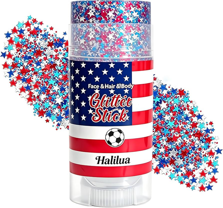 Patriotic 4th of July Glitter Stick, Sparkle Red White and Blue Face Hair Body Glitter Independen... | Amazon (US)