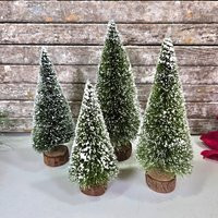 Bottle Brush Trees Set Of Four, Flocked With Natural Wood Base, Vintage Christmas For Display | Etsy (US)