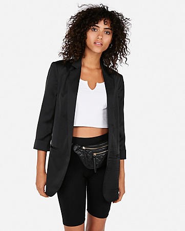 ruched sleeve boyfriend blazer | Express