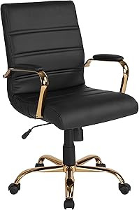 Flash Furniture Whitney Mid-Back Desk Chair - Black LeatherSoft Executive Swivel Office Chair wit... | Amazon (US)
