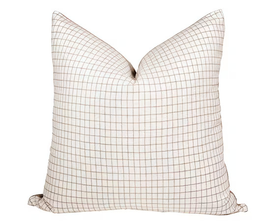 OAKLEY  off White and Brown Window Pane Pillow Cover Hmong - Etsy | Etsy (US)