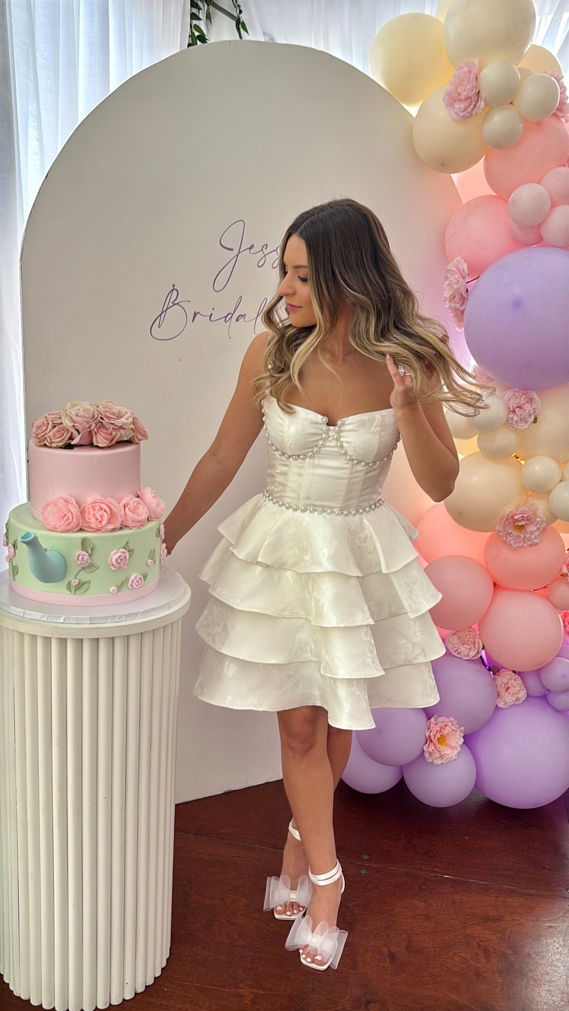 Bridal shower dress 💍🤍☂️ #bridaloutfit #bridalshower #bridalfashion