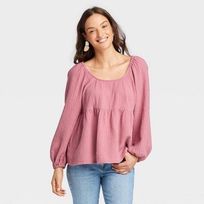 Women's Balloon Long Sleeve Peplum Top - Universal Thread™ | Target