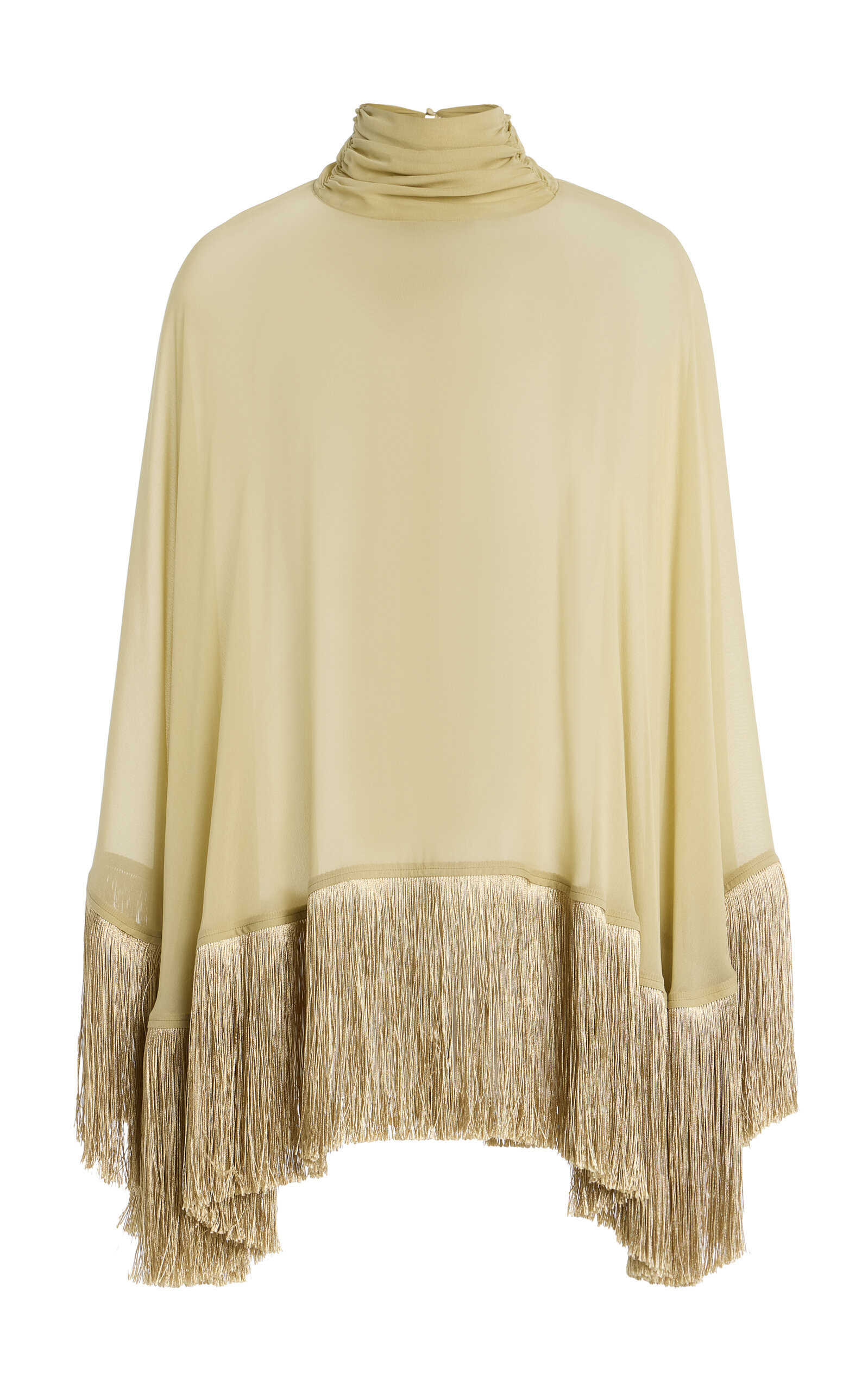 De La Vali - Exclusive Levanto Fringed Silk-Chiffon Poncho Top - Ivory - L - Moda Operandi | Moda Operandi (Global)
