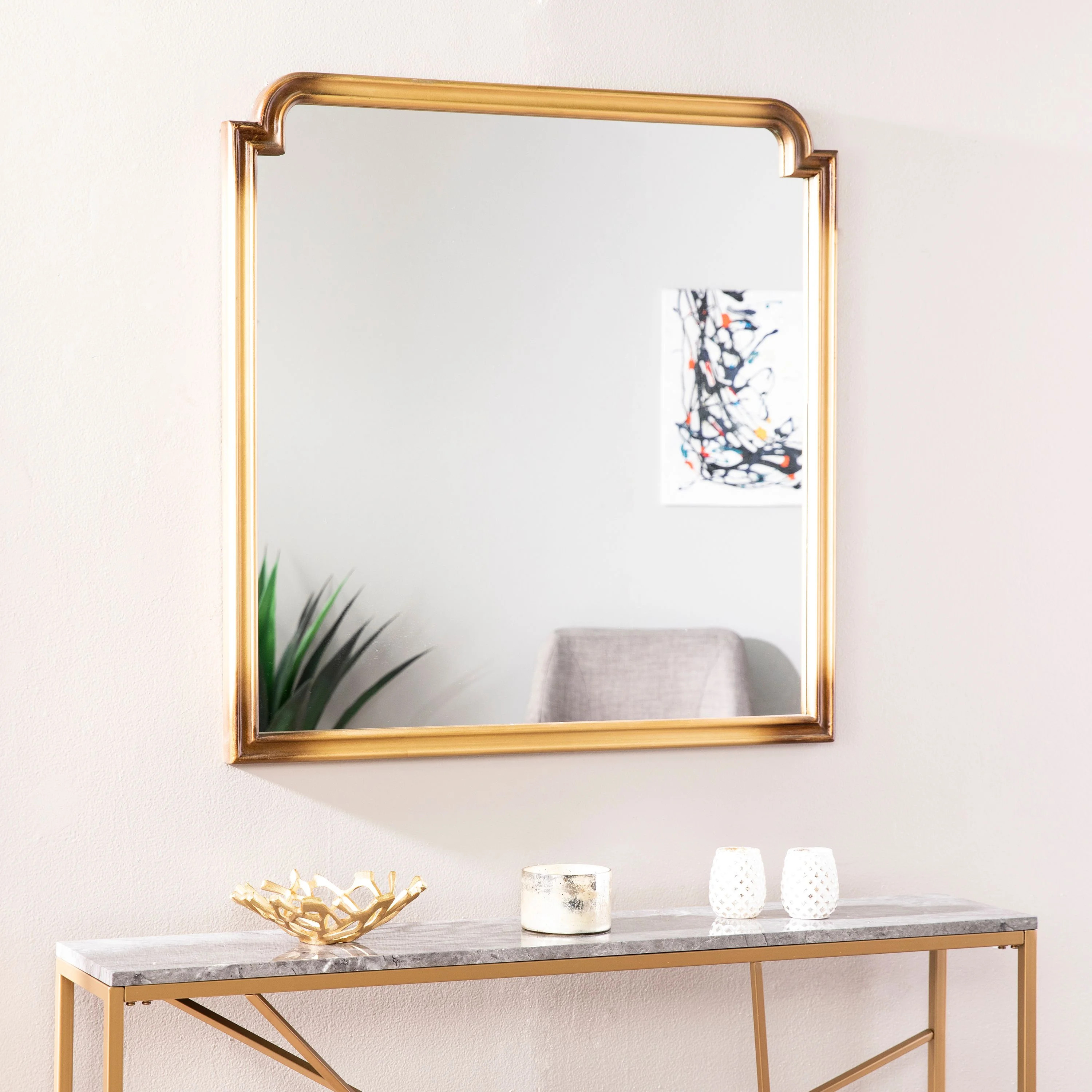 Loaka Art Deco Decorative Wall Mirror, Transitional, Gold | Walmart (US)