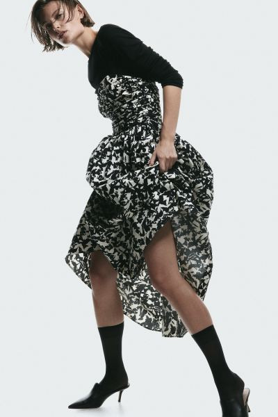 Patterned Bandeau Dress - Black/patterned - Ladies | H&M US | H&M (US + CA)