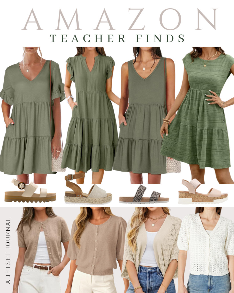 Here are some fresh Teacher Outfit Ideas for you this week! You can wear this chic ruffle-sleeve midi dress and pair it with DREAM PAIRS sandals. Another outfit idea is Amazon Essentials’ crochet cardigan, which you can wear over a simple tee or tank top with your choice of pants. Soda’s wedge sandals go well with this look, too.

#LTKSeasonal #LTKSaleAlert #LTKTravel
 

 