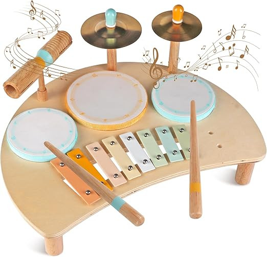 Toddlers Drum Set Toys for 1 Year Old Boy Girls,Baby Drum with Xylophone for Toddlers 1-3,Musical... | Amazon (US)