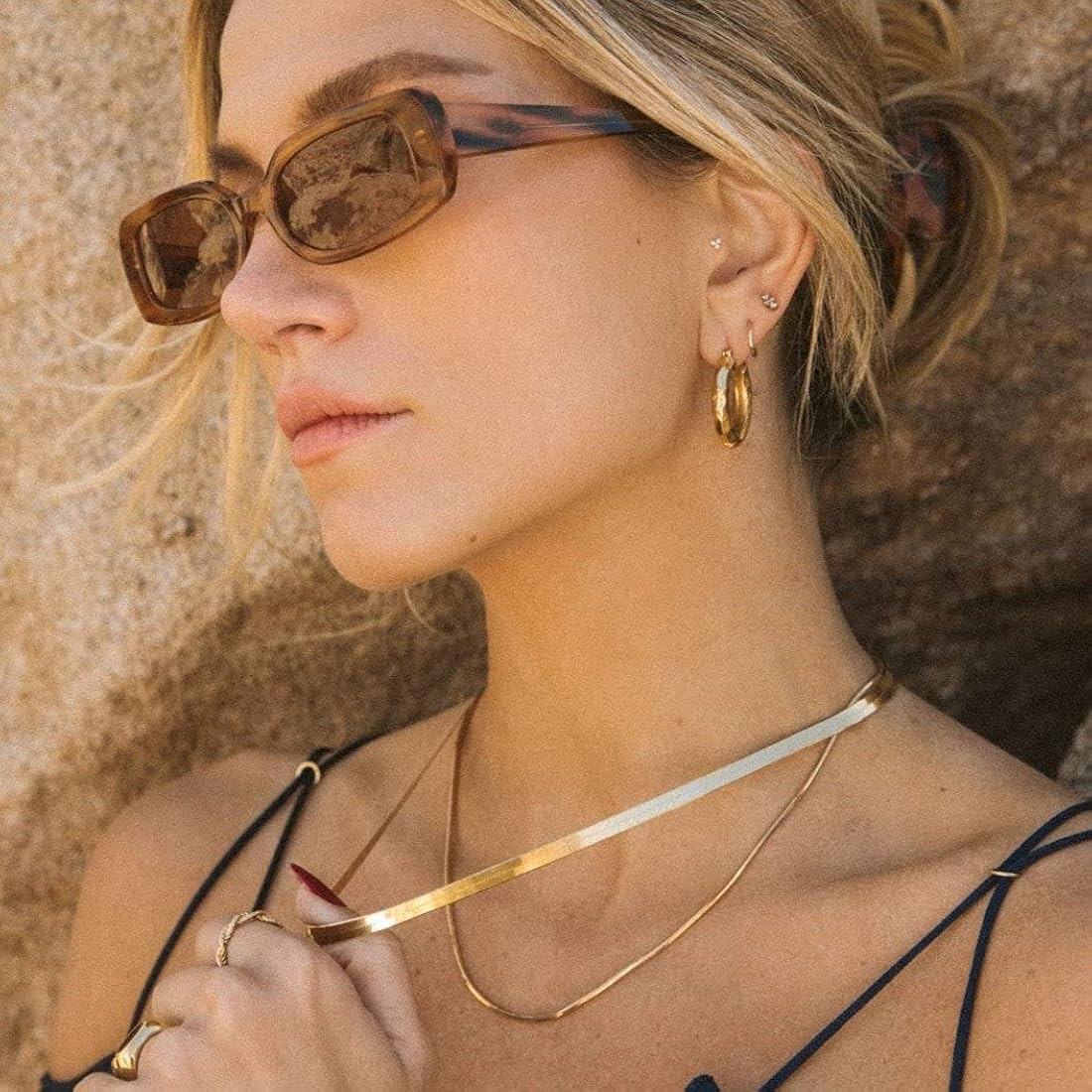 CHESKY 14K Gold/Silver Plated Snake Chain Necklace Herringbone Necklace Gold Choker Necklaces for Wo | Amazon (US)