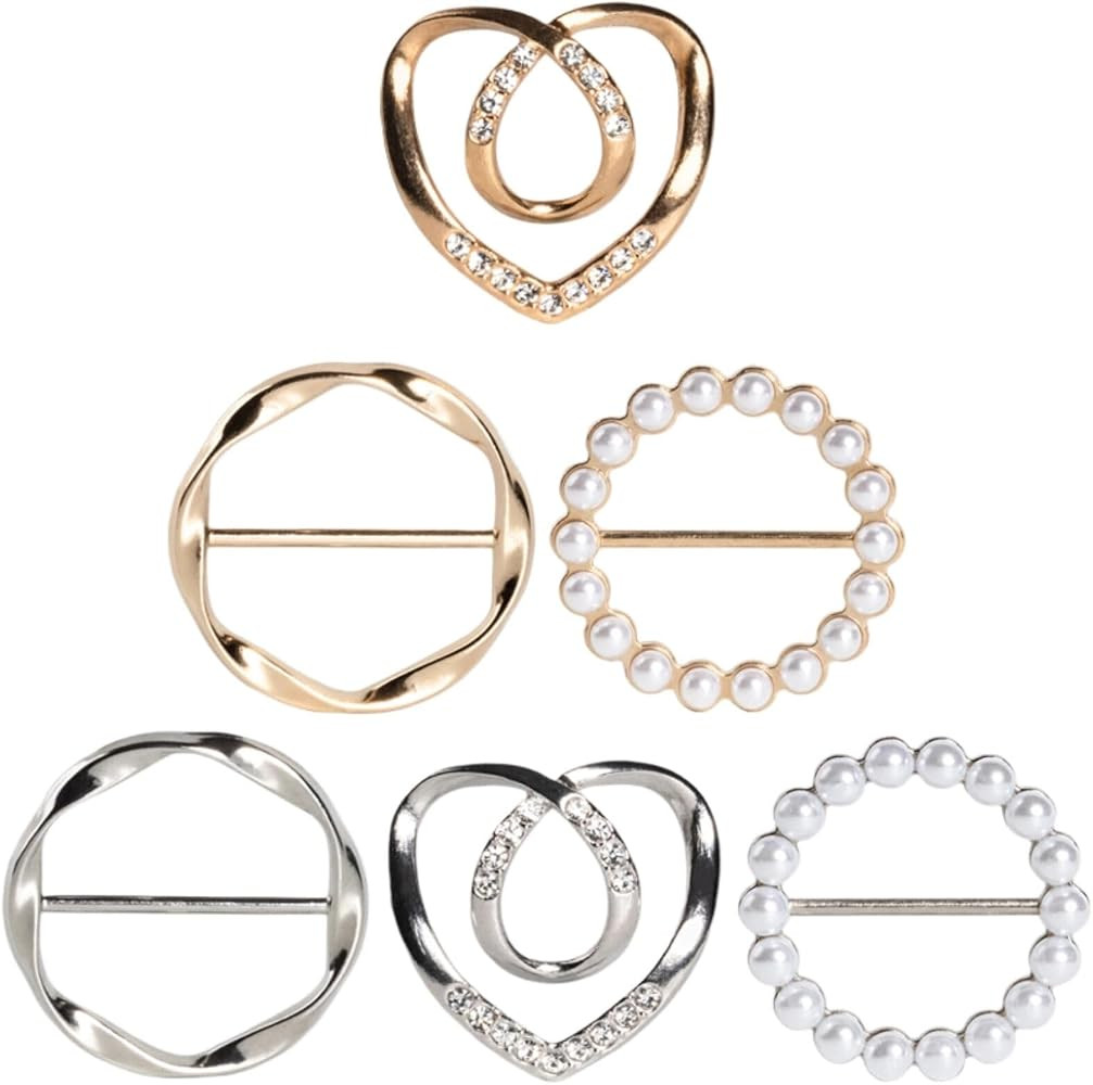 6PCS Cute Scarf Ring and Slides for Scarves, Premium T-Shirt Clips for Women Clothing, 3 Differen... | Amazon (US)