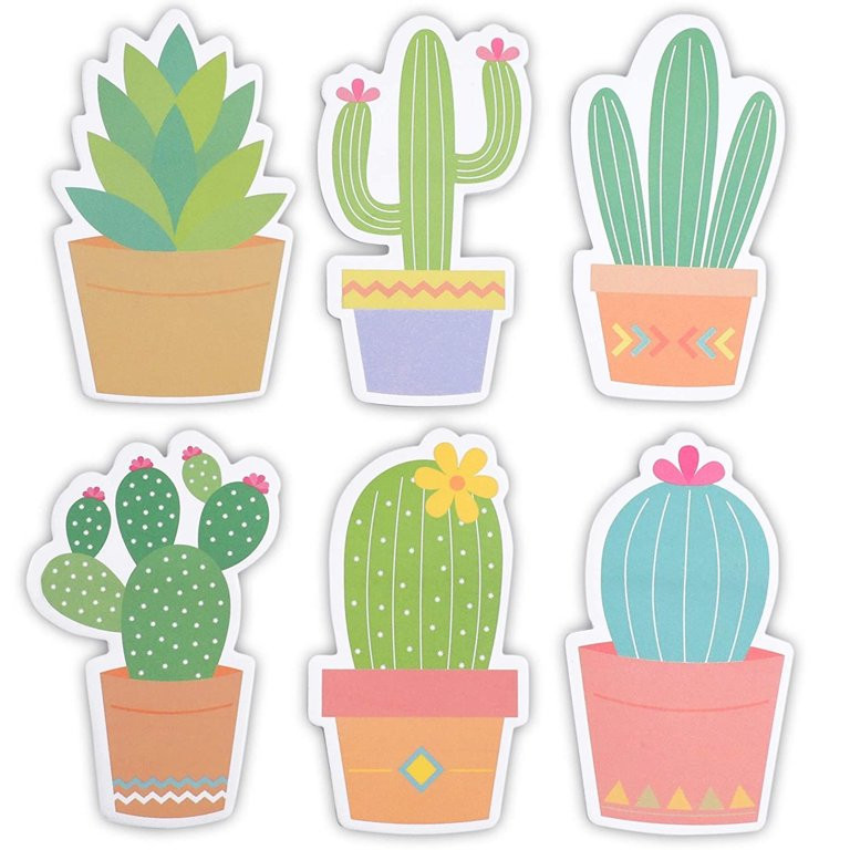 6-Pack Cactus Sticky Notes, Cute Succulent Note Pad for Office Stationery Supplies, Adhesive Plan... | Walmart (US)