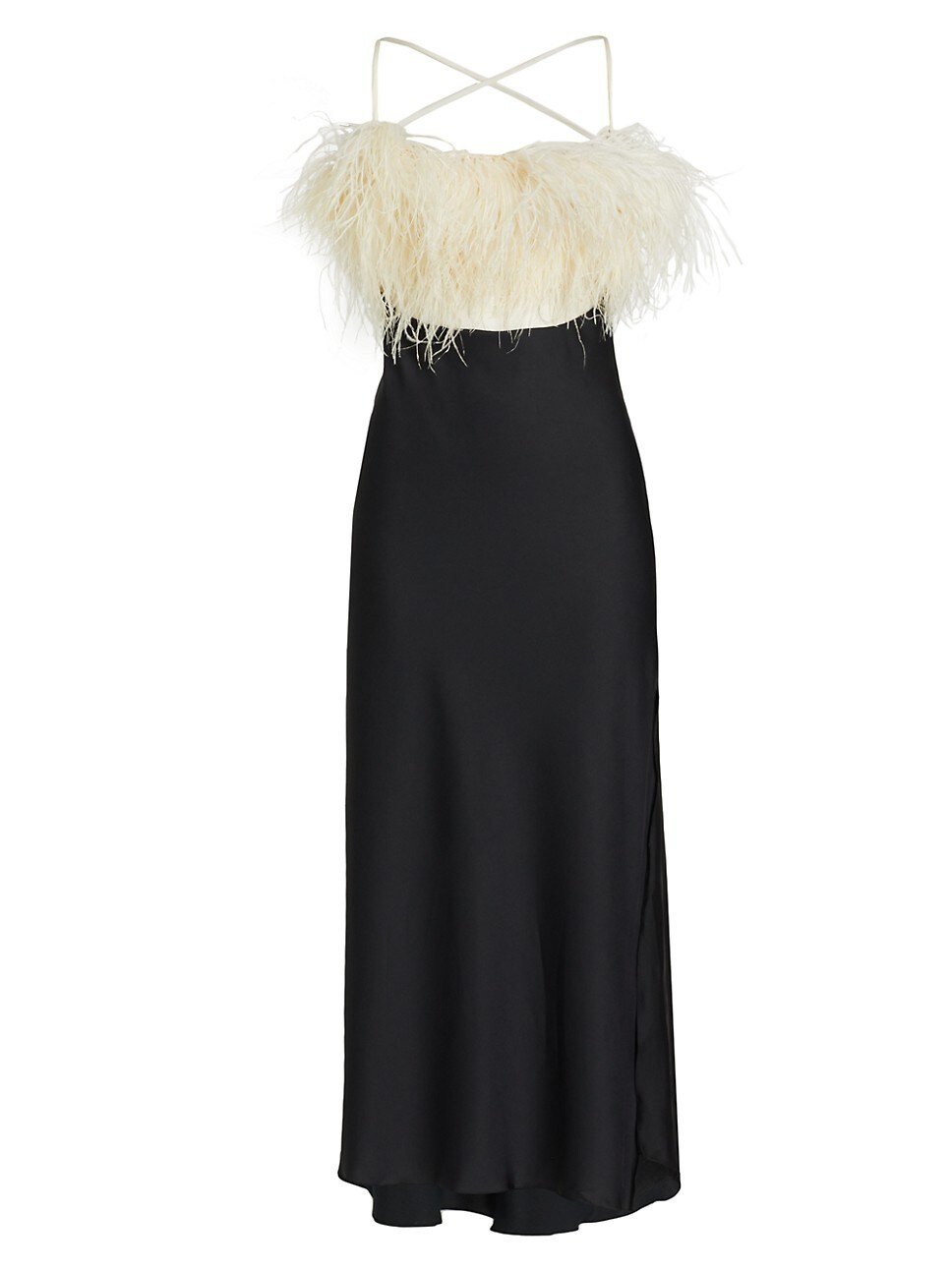 Feather Trim Maxi Slipdress | Saks Fifth Avenue