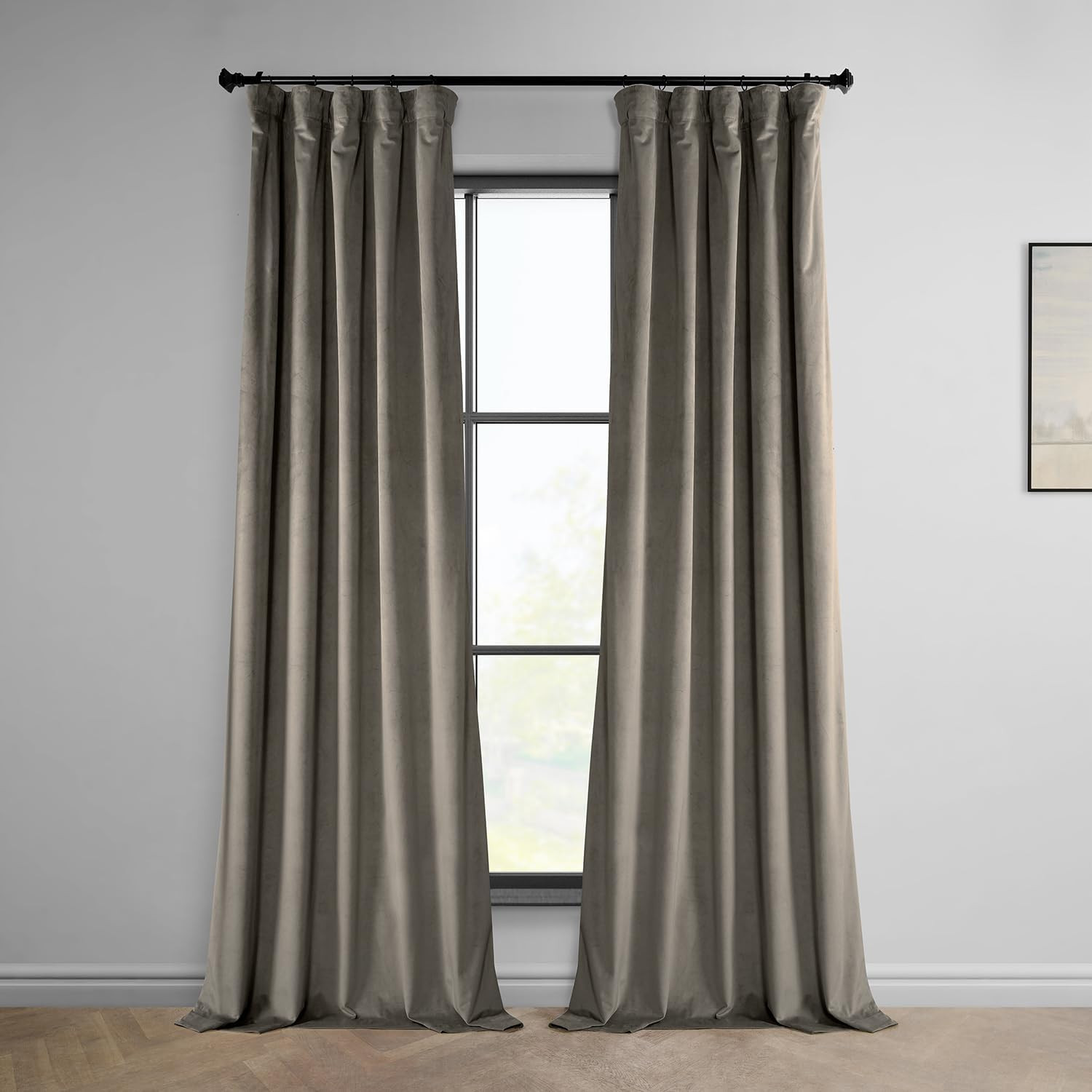 Plush Velvet Curtains for Living Room (1 Panel) - 50W x 96L, Gallery Taupe | Amazon (US)