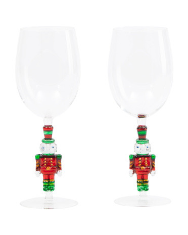 Set Of 2 Nutcracker Wine Glasses | TJ Maxx