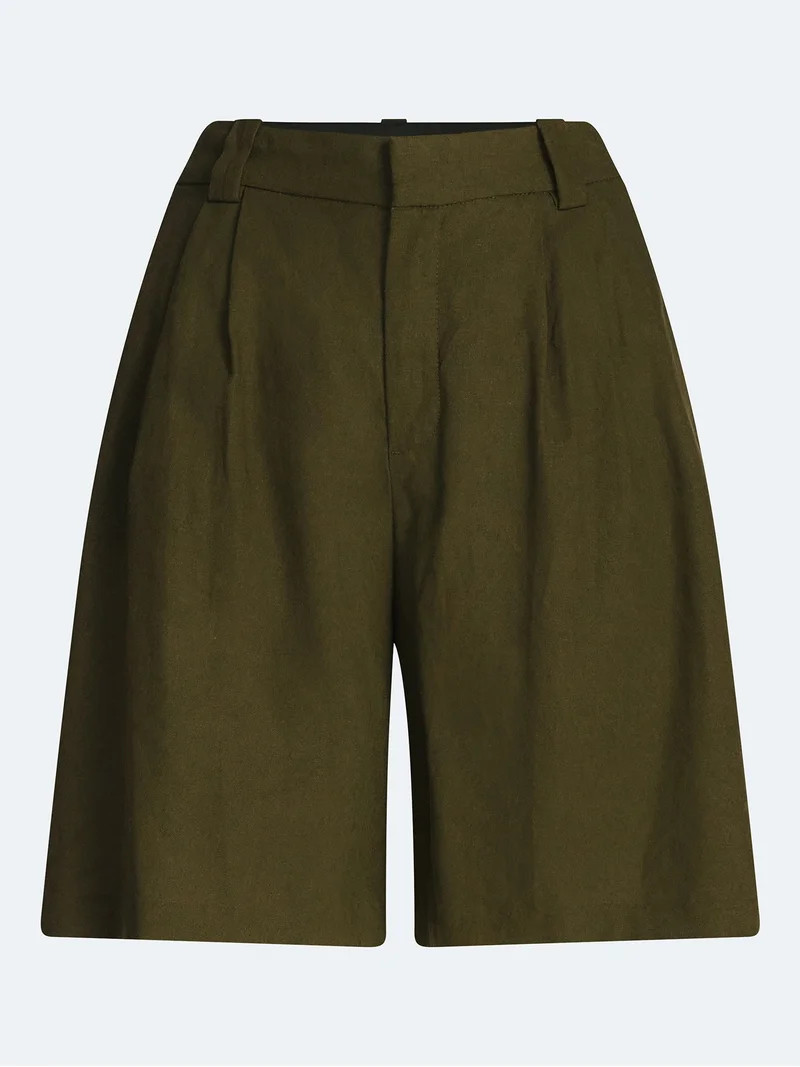 Scoop Women\u2019s Pleated Bermuda Shorts, 9'' Inseam, Sizes 0-26W | Walmart (US)