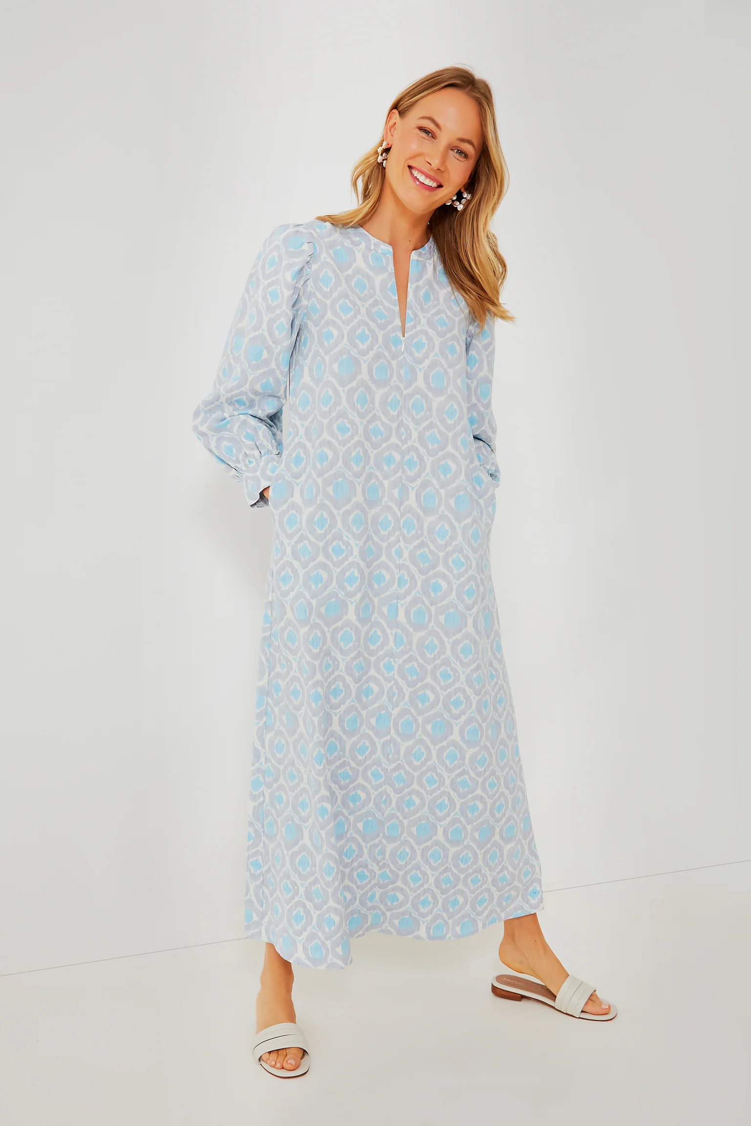 Blue Ikat Zipper Zadie Maxi Dress | Tuckernuck (US)
