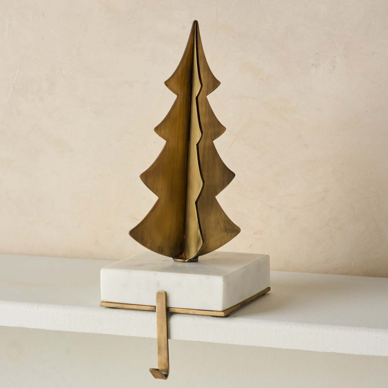 Brass and Marble Stocking Holder | Magnolia