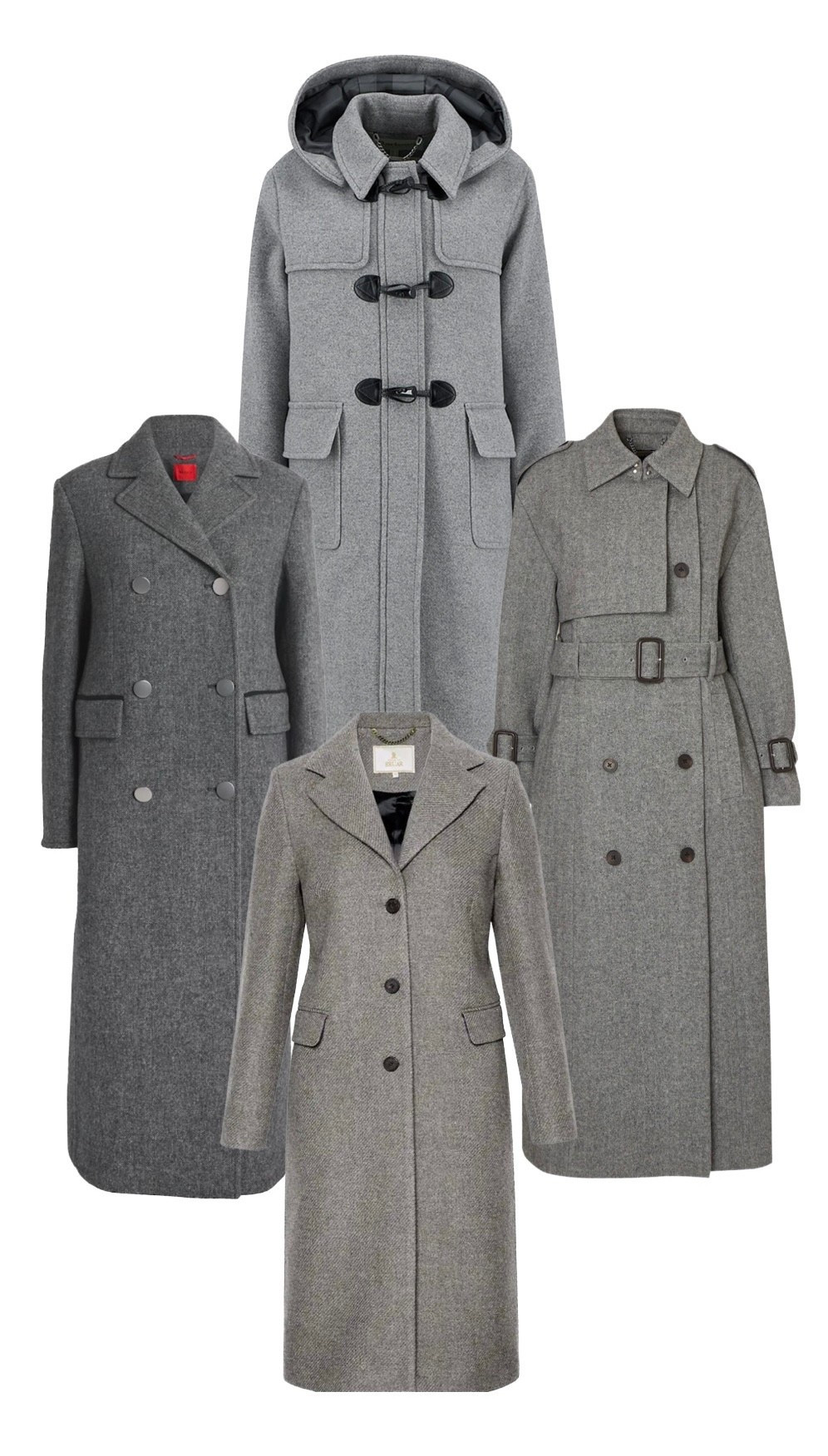 Lady Grey is THE hottest colour right now and the best thing about January is nabbing that beautiful coat you’ve had your eye on for months in the sale! Catch these fab styles on sale, along other beauties, so take a look at the full product list. 
🩶🩶🩶

Left to right:

Double breasted wool maxi coat - Max & Co at Harrods

Grey ‘Melody’ Duffle Coat - Barbour

Single Breasted Wool Tweed College Coat - House of Bruar

Double Breasted Herringbone Trench Maxi Coat - Karen Millen 

#LTKeurope #LTKwinter #LTKsale