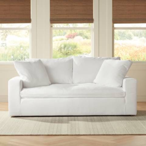 Peyton Pearl 84" Wide White Slipcover Sofa | Lamps Plus