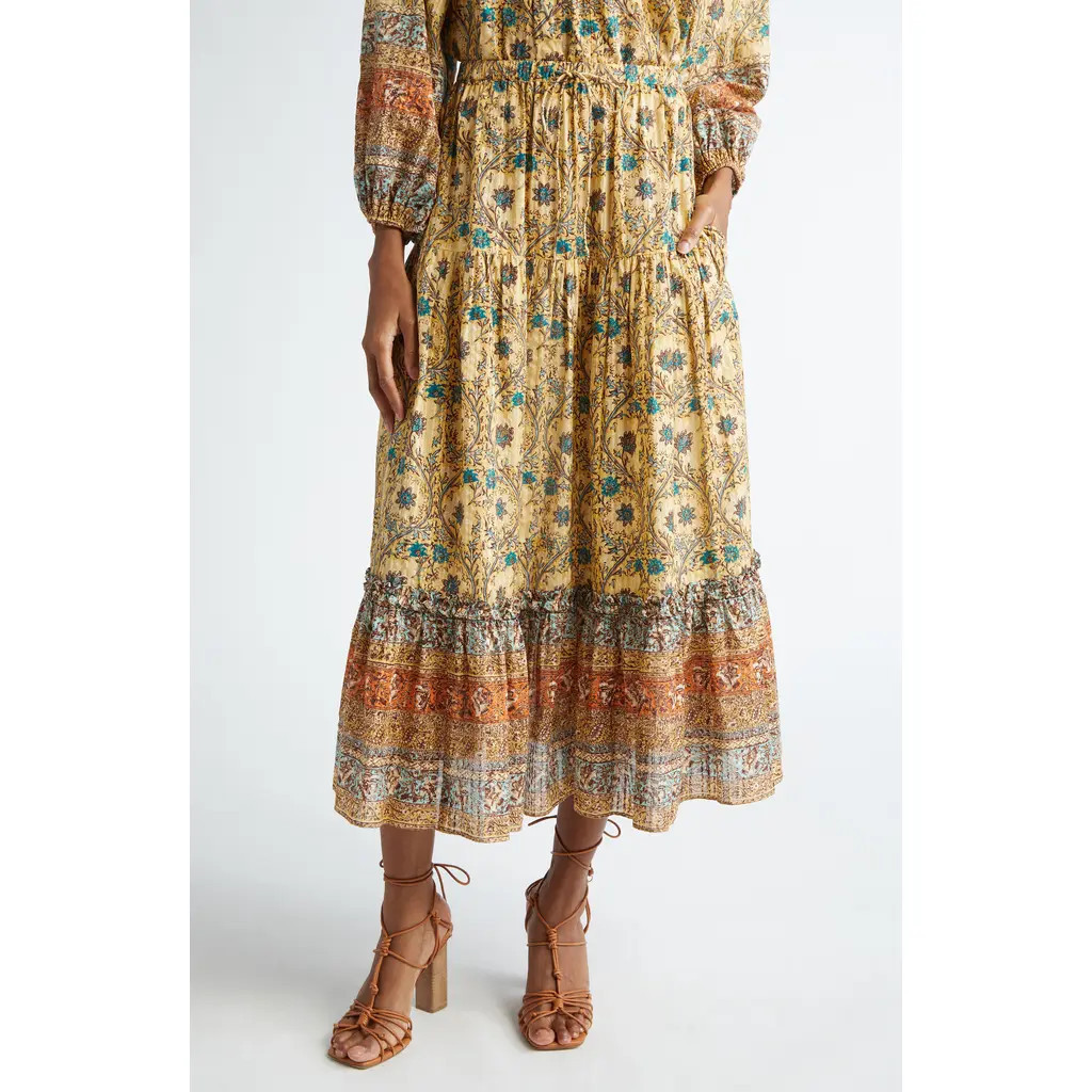 Ulla Johnson Paige Floral Cotton Blend Maxi Skirt in Daylily at Nordstrom Rack, Size 4 | Nordstrom Rack