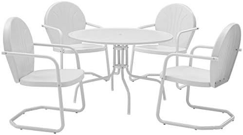 Crosley Furniture Griffith 5-Piece Metal Outdoor Dining Set with Table and Chairs - White | Amazon (US)