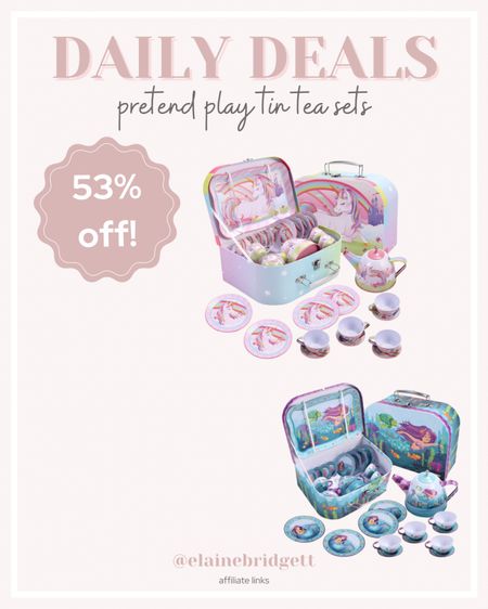 Pretend play tin tea sets for little girls 

Unicorn tea set, mermaid tea set, pretend play toys, girls kitchen toys, toddler girls toys, Amazon daily deals

#LTKkids #LTKfamily #LTKfindsunder50