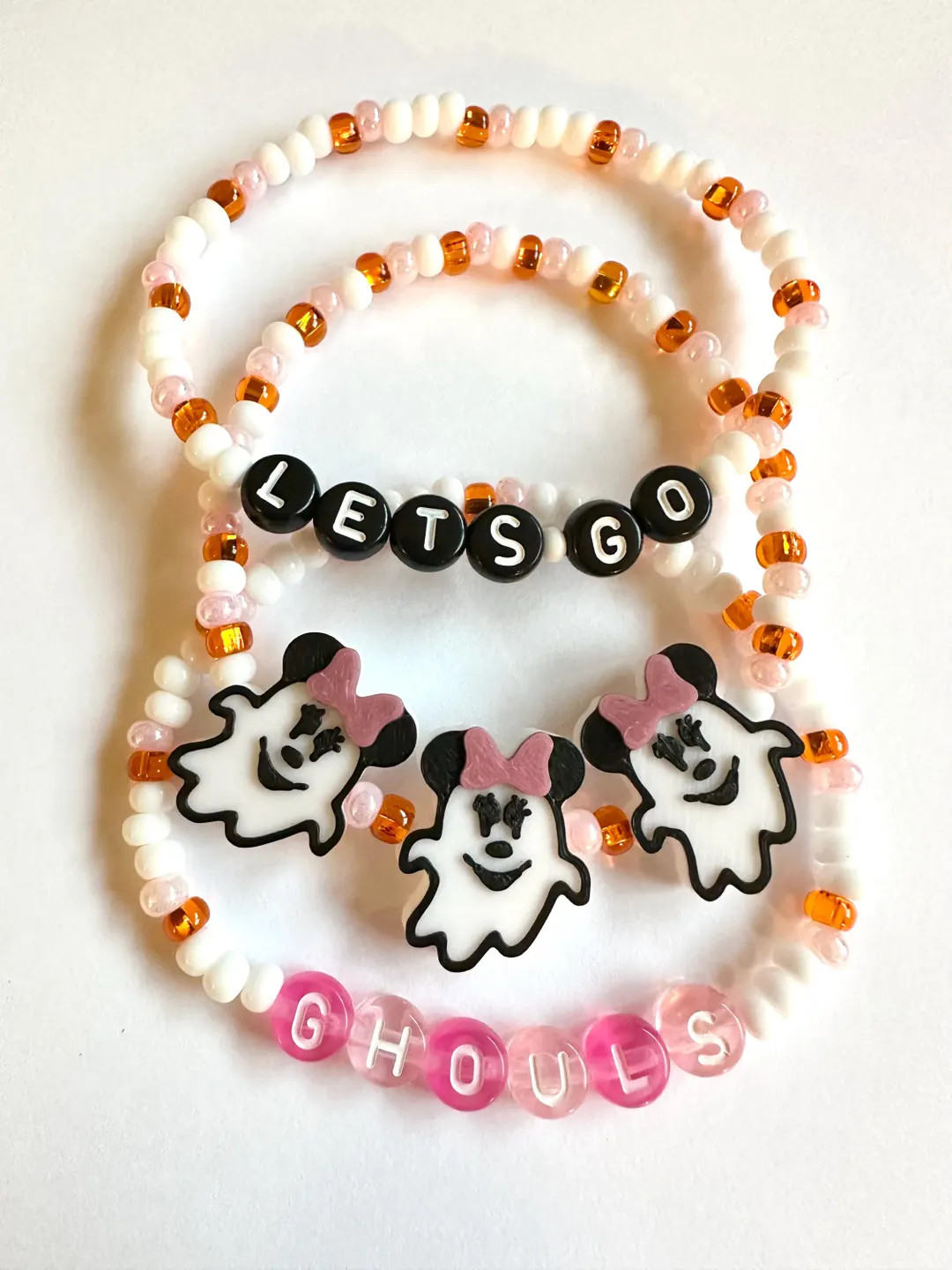 Lets Go Ghouls Mouse Ear Ghosts Bracelets Pink & Orange Halloween Fall MNSSHP Boo to You Theme Pa... | Etsy (US)