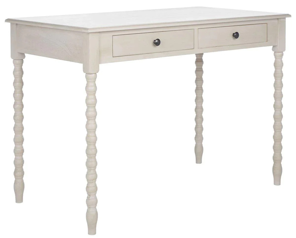 Taupe Two Drawer Desk With Ball-Turned Legs | The Well Appointed House, LLC