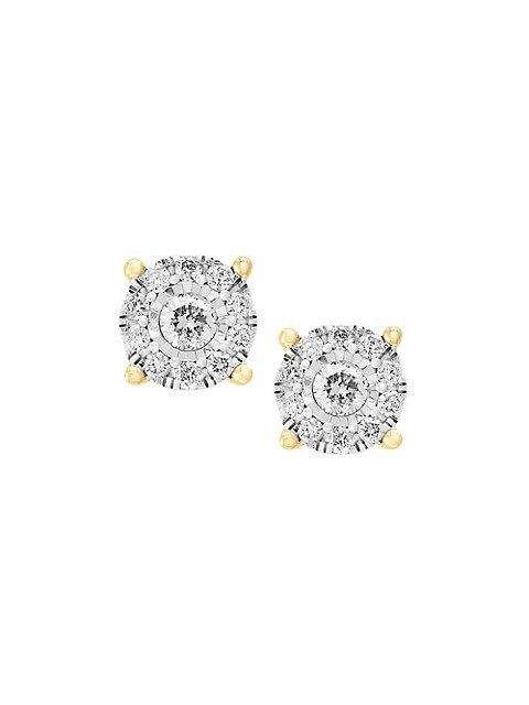 14K Two-Tone Gold & 0.49 TCW Diamond Earrings | Saks Fifth Avenue OFF 5TH