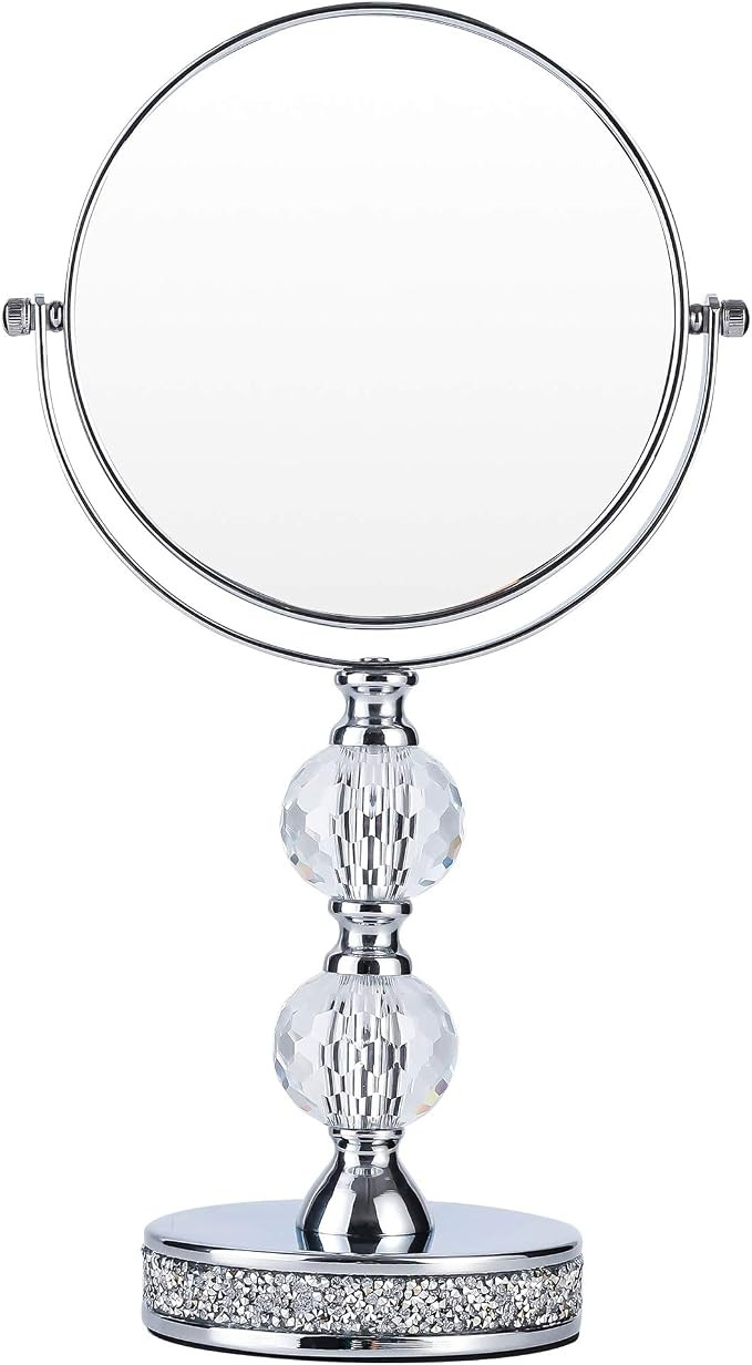Hanjue Makeup Mirror, 360 Degree Swivel Vanity Mirror, Crystal Cosmetic Mirror, 1X/5X Magnifying ... | Amazon (US)