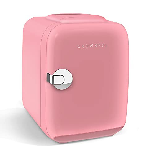 CROWNFUL Mini Fridge, 4 Liter/6 Can Portable Cooler and Warmer Personal Refrigerator for Skin Care,  | Amazon (US)