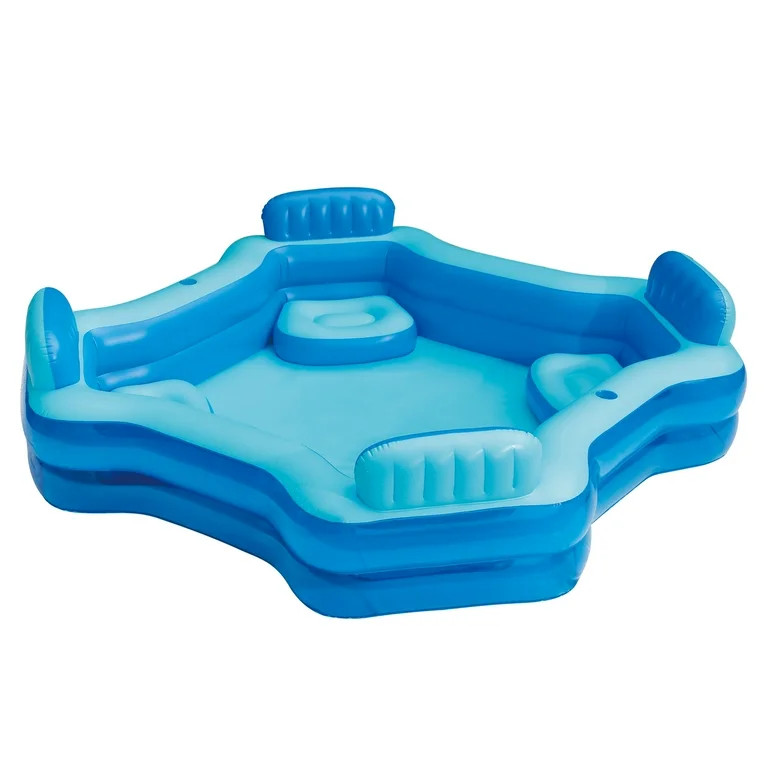 Bluescape Blue Deluxe Comfort Inflatable Family Swimming Pool, 4 Seats, Square, Age 6 & up | Walmart (US)