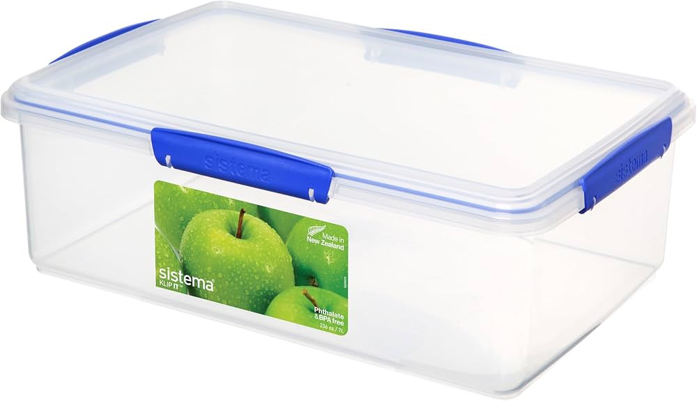 Sistema KLIP IT Food Storage Container, 7 L, Airtight & Stackable, BPA-Free, Clear with Blue Clip... | Amazon (US)