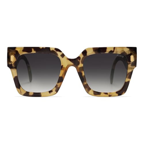 SOJOS Vintage Oversized Square Sunglasses for Women,Retro Womens Luxury Big Large Sun Glasses UV400 SJ2194 Yellow Leopard | Amazon (US)