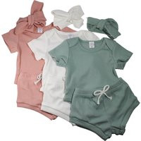 Ribbed Baby Outfit - Neutral Clothes Bodysuit & Shorts Set 3-Piece Girls Clothing Summer | Etsy (US)
