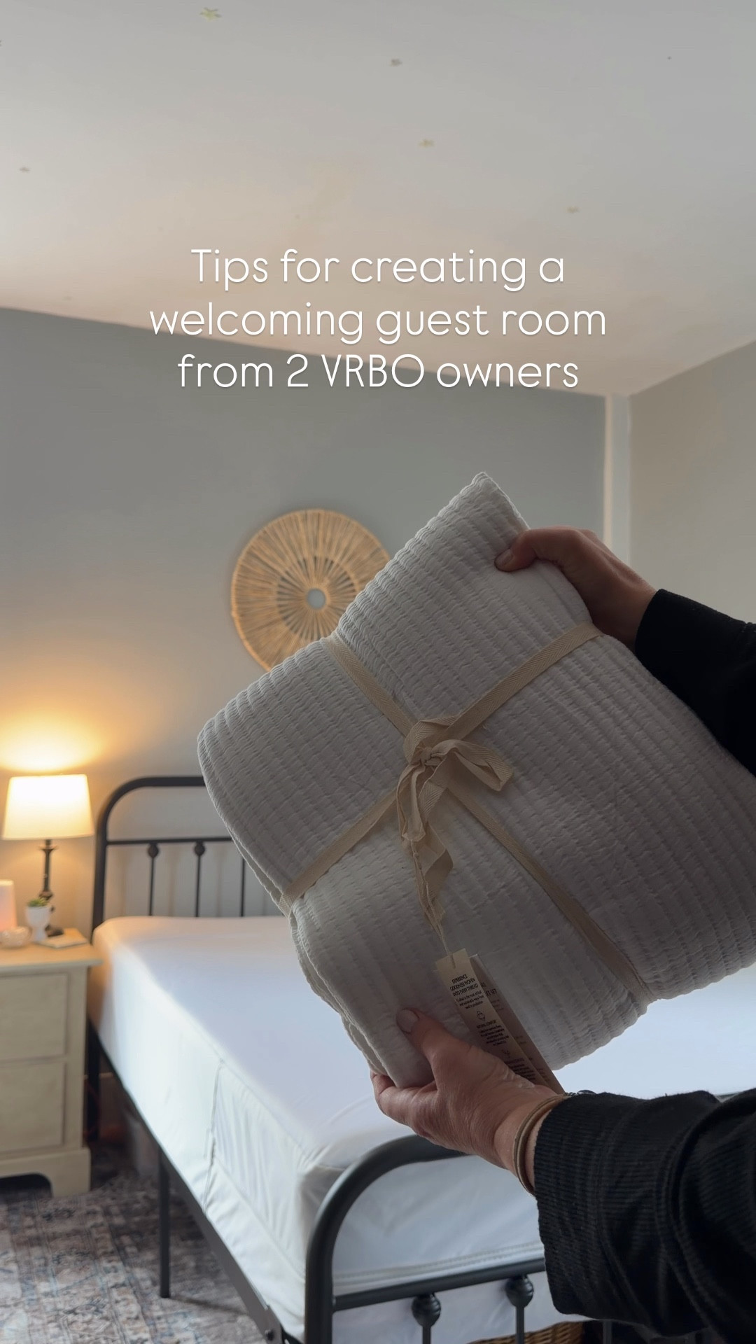 Creating a welcoming room for guests is one of our favorite things to do. Whether it welcoming family into our home for a holiday or at our lake house VRBOs.  We like a guest room to be simple, uncluttered & ready for our guests to unwind. Love this soft & thin white cotton coverlet set for all our guest rooms.  It is easy to add as a top layer or as the only bedding in warmer months.  It gives a clean, fresh & welcoming touch to a guest room.

Here is a list of other essentials we always include in our guest rooms:  
1. a bedside light & a nightlight if they prefer it.
2. easy access to a plug for charging phones.
3. a coaster for water at night & coffee or tea in the morning.
4. fresh towels & washcloths & a blow dryer so they don’t have to go searching for what they need.  
5. A spot to sit down to take a call, work or put on their shoes. 
6. an extra blanket for cold nights.
7. room darkening shades. 
8. a sound machine.  Especially in our lake houses where the rooms are smaller & the walls are thin! 
9. fresh flowers or seasonal decor to let them know you are glad they are here.

How do you welcome your guests? 
#guestroom #welcome #vrbohost #homedecor #bedroomdecorideas 

#LTKTravel #LTKdayinmylife #LTKHome