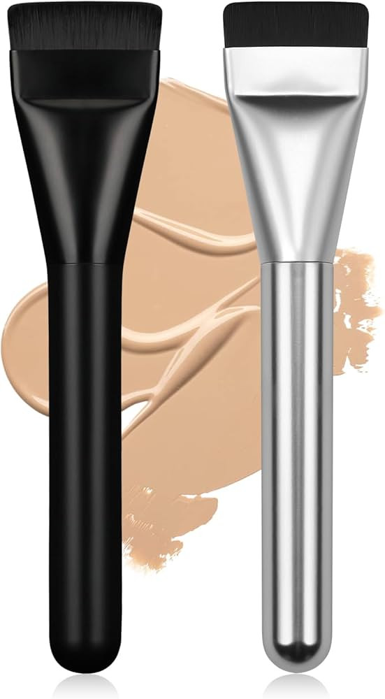 2Pcs Flat Foundation Brush,Face Mask Brush Makeup Spatula Facial Brush for Liquid Foundation Mask... | Amazon (US)