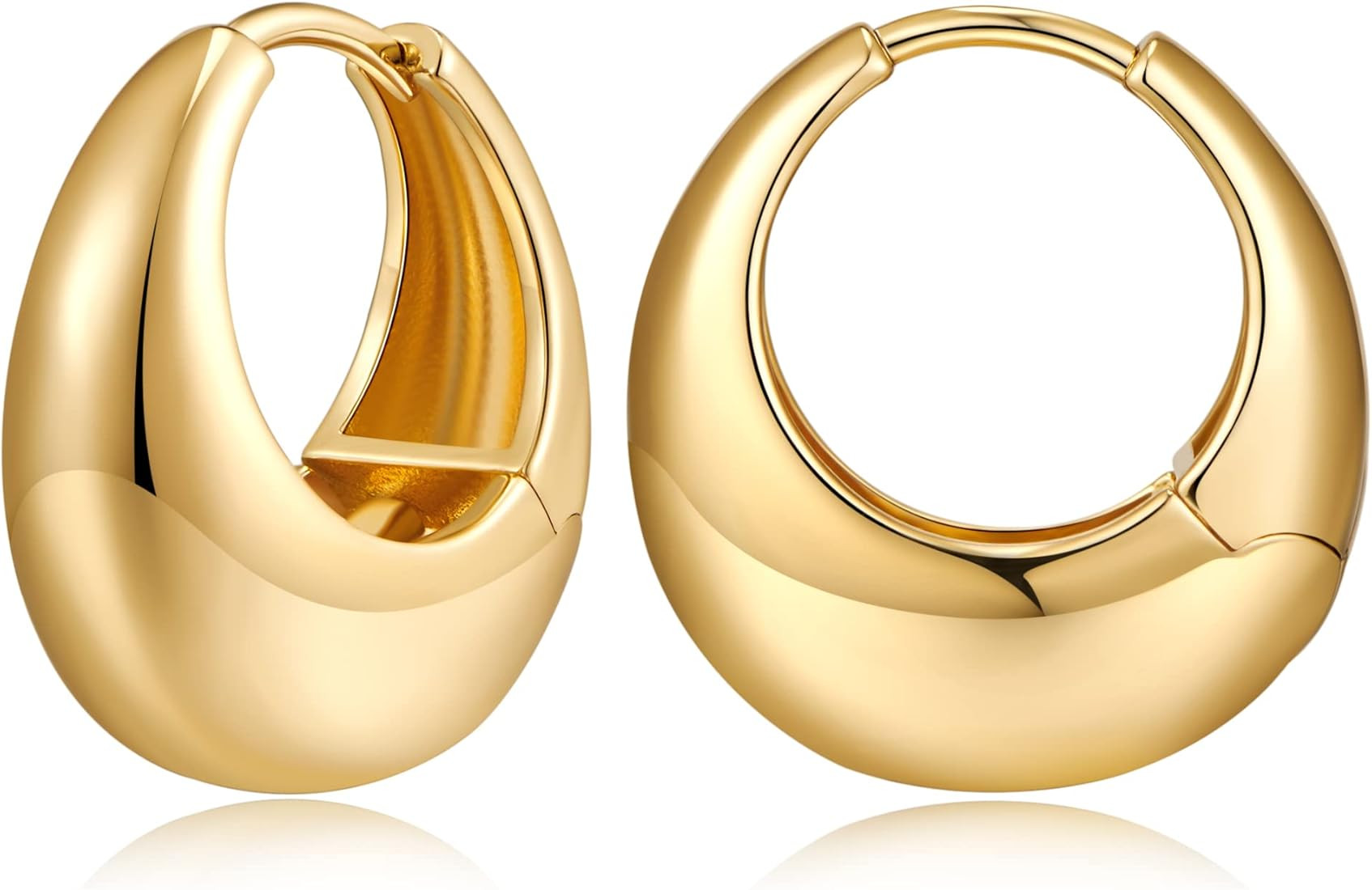 YUJIE Gold Hoop Earrings Chunky Gold Huggie Earrings for Women Girls 14K Gold Plated Earrings Hyp... | Amazon (US)