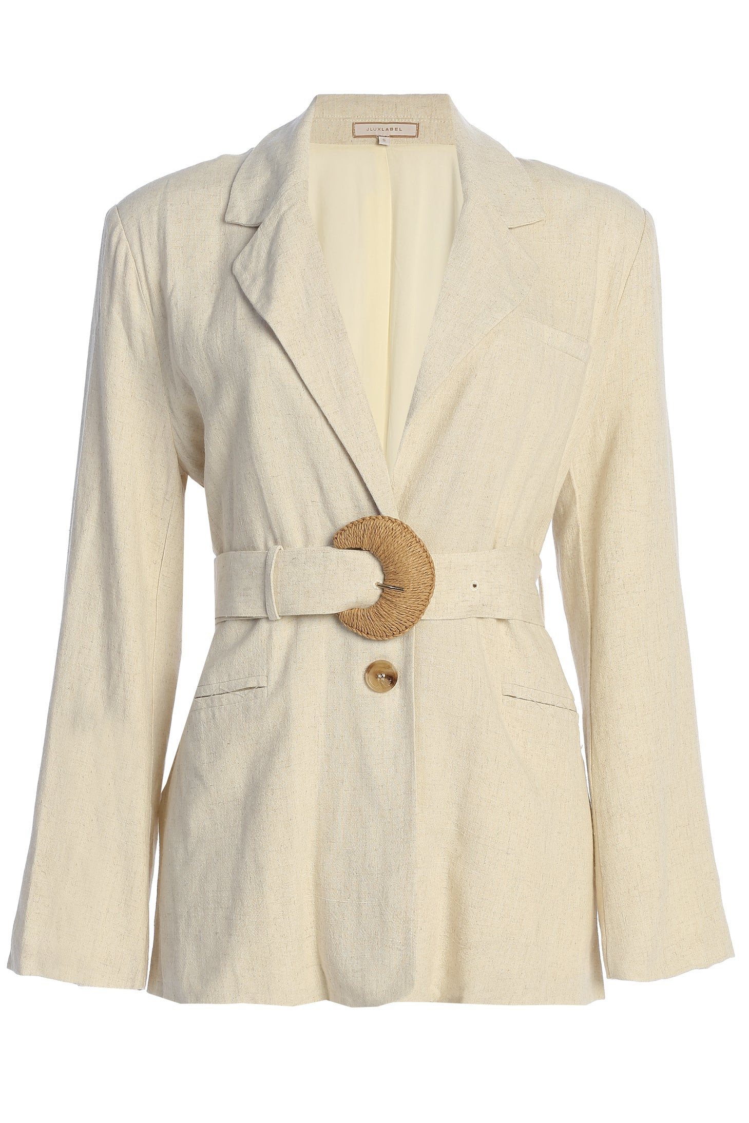 Natural Ocean Breeze Linen Blazer S | JLUXLABEL