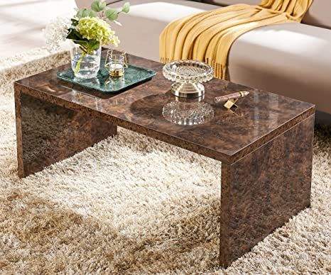 WISOICE Mid Century Modern Coffee Table for Living Room Luxury with Waterproof High Gloss Burl Ve... | Amazon (US)