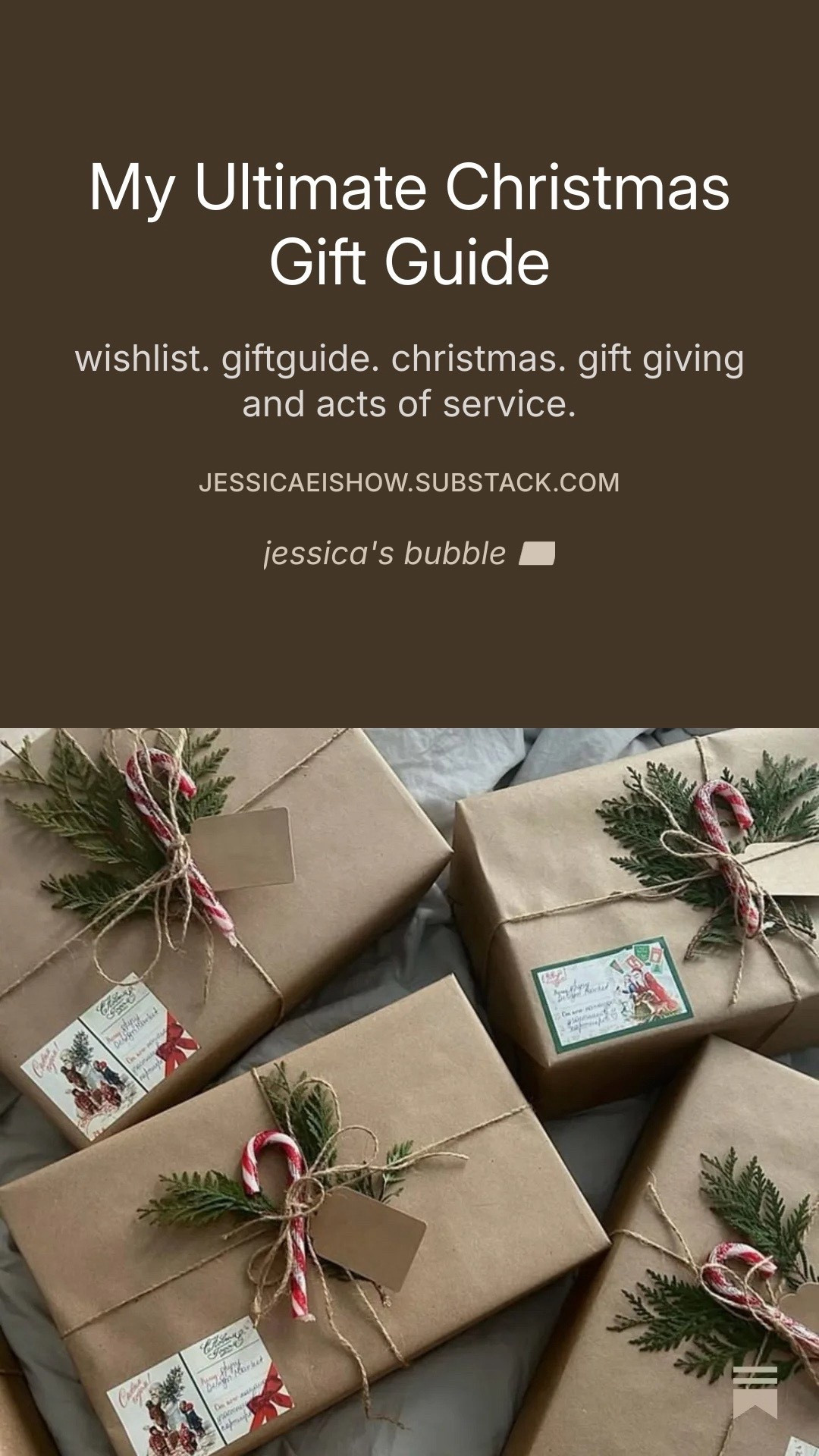 my ultimate christmas gift guide 

gift giving. gift guide. wishlist. acts of service. fashion. beauty. bookish

link to substack: https://open.substack.com/pub/jessicaeishow/p/my-ultimate-christmas-gift-guide?r=20bb70&utm_medium=ios

#LTKwinter #LTKfestive #LTKgiftguide