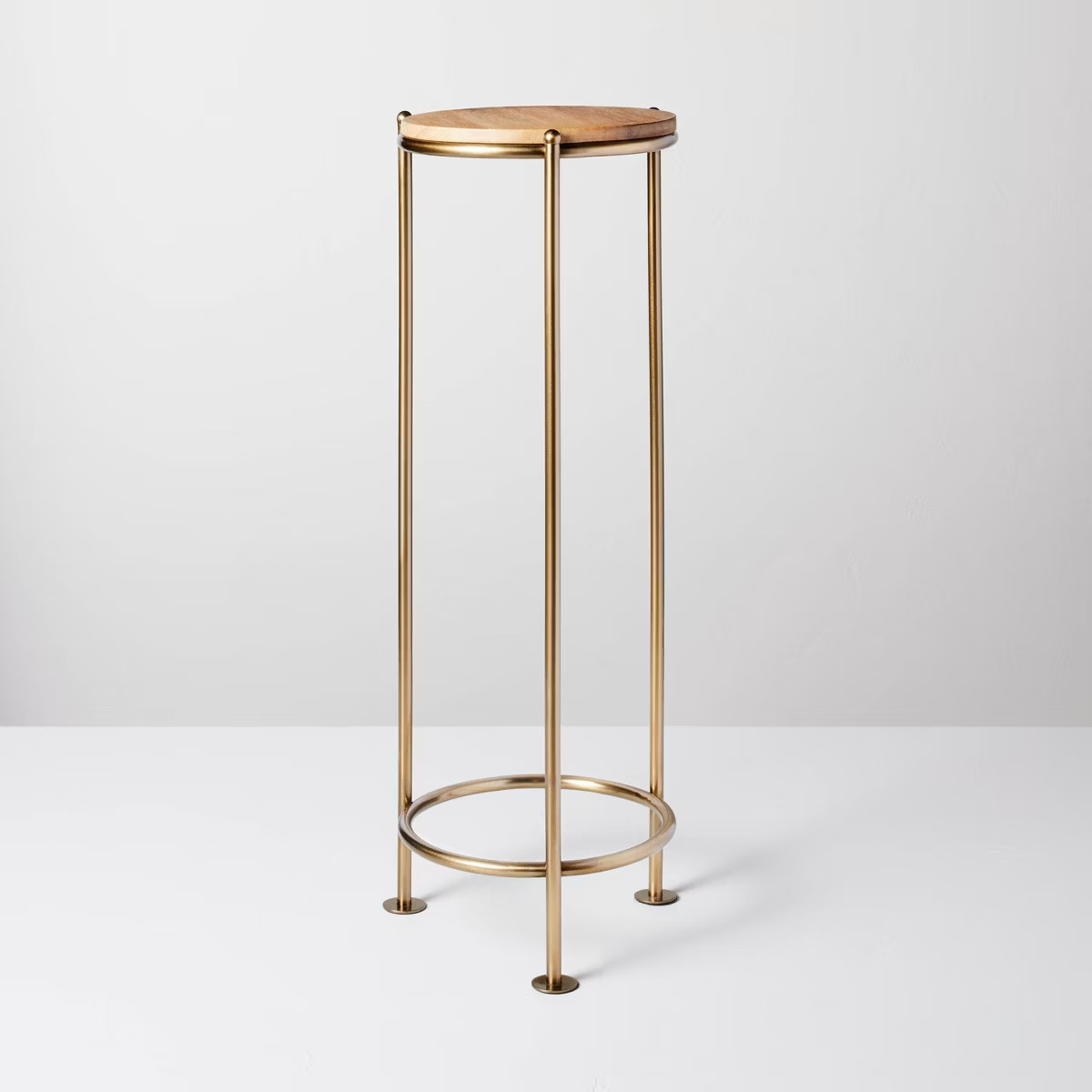 Wood & Brass Round Plant Stand - Hearth & Hand™ with Magnolia | Target