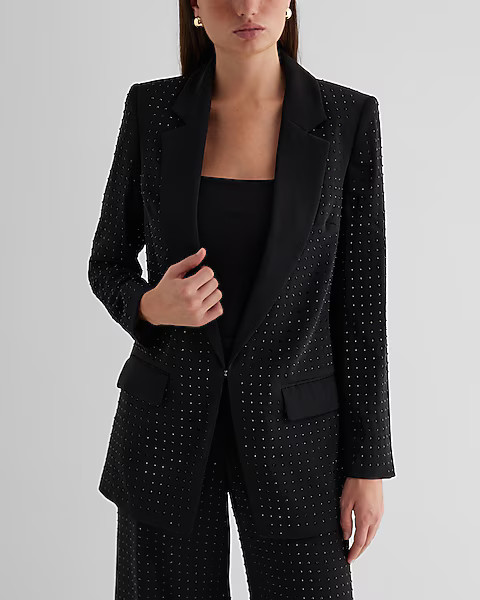 Rhinestone Studded Boyfriend Blazer | Express