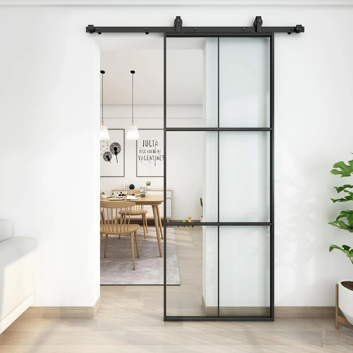 Sliding Glass Barn Door without Installation Hardware Kit, Tempered Glass | Wayfair North America