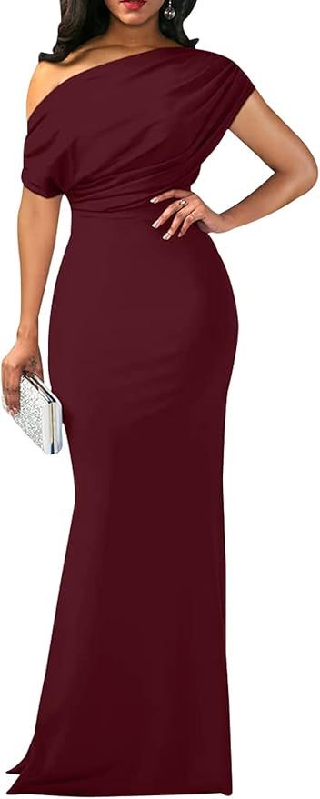 shengfan Formal Evening Dress for Women Elegant 2023 Sexy Off Shoulder Ruched Wedding Guest Bodyc... | Amazon (US)