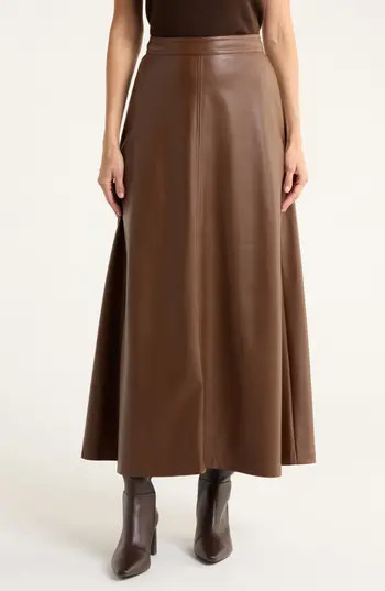 Vince Camuto Faux Leather A-Line Midi Skirt in Pine Forrest 276 at Nordstrom Rack, Size Medium | Nordstrom Rack