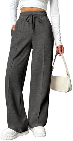 PINSPARK Wide Leg Sweatpants Women High Waisted Baggy Sweat Pants Elastic Elevated Seams Loose Ac... | Amazon (US)