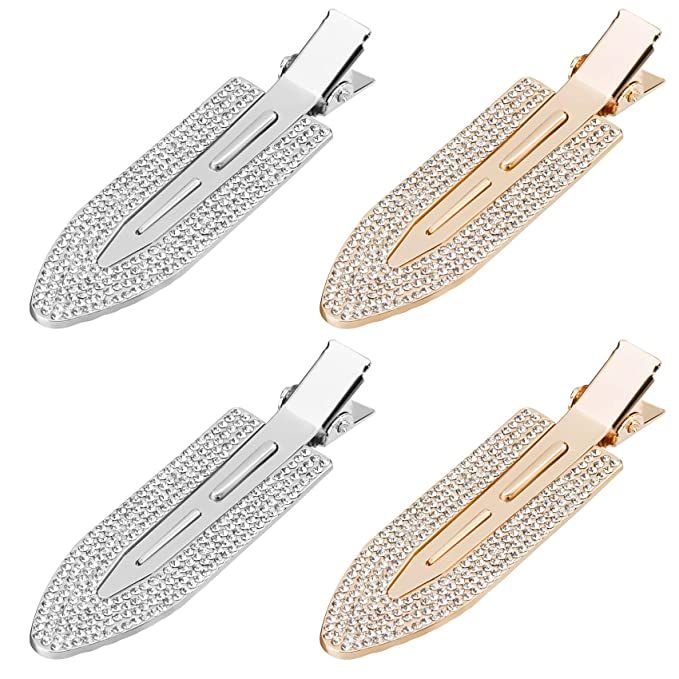 PAGOW Rhinestone No Bend Hair Clips, 4pcs bangs hair clip with Metal Shiny Styling Diamond ,No De... | Amazon (US)