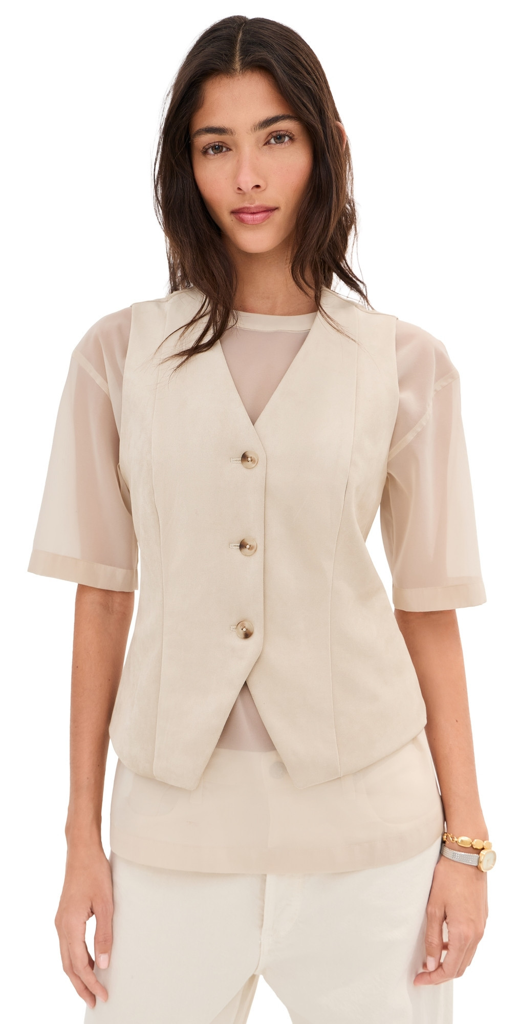 LE BOP Lottie Faux Suede Vest Feather Grey XXS | Shopbop