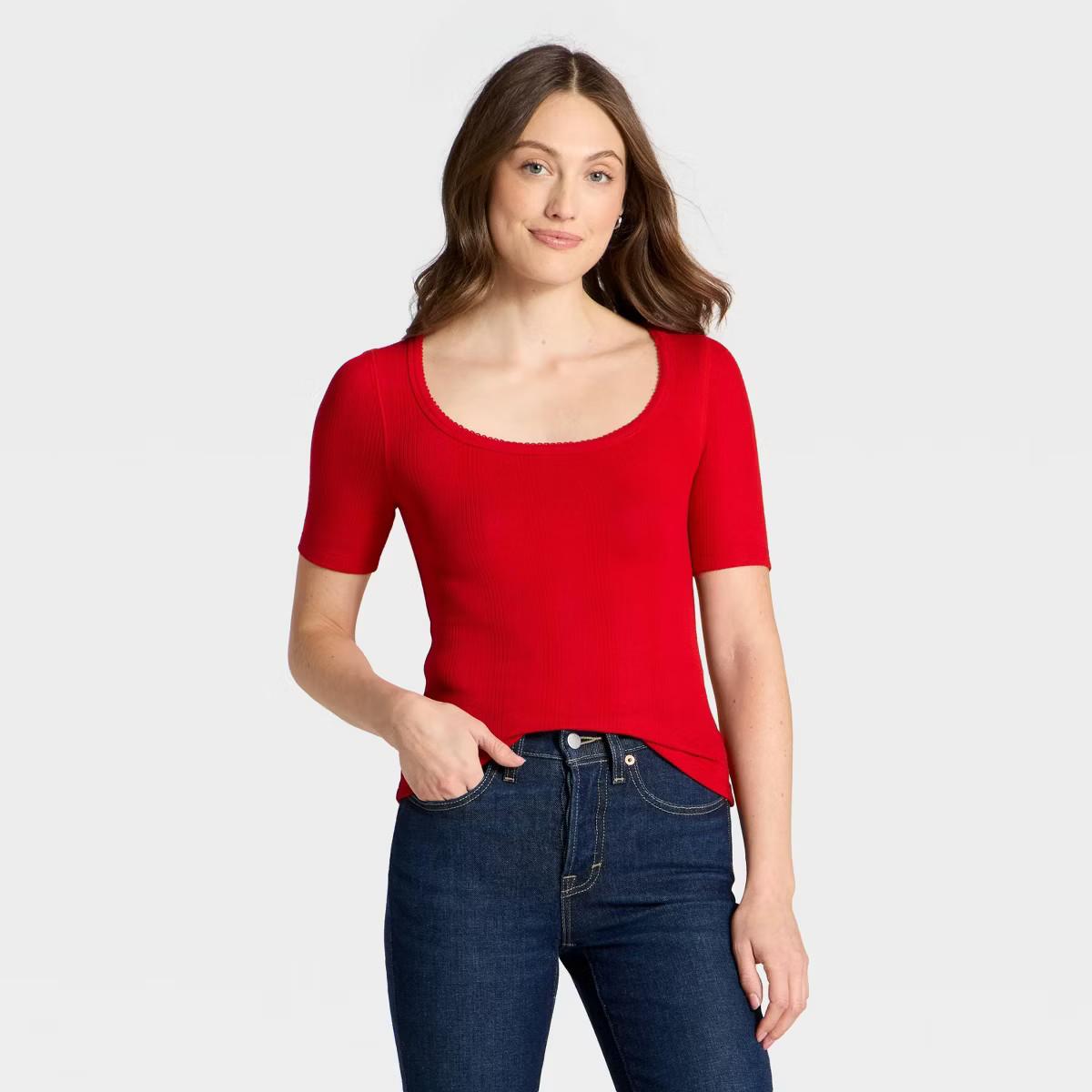 Women's Short Sleeve Scoop Neck Pointelle Blouse - Universal Thread™ | Target